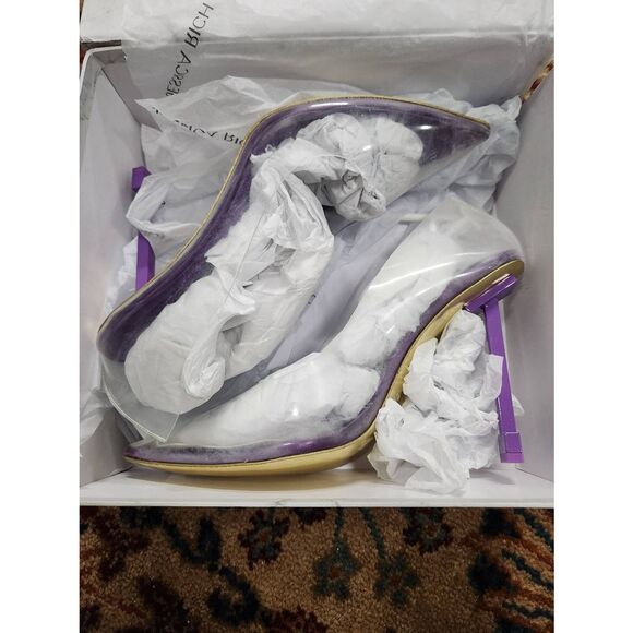 Jessica Rich Women So Fancy Tall Pump Clear Pointed Toe heel Orange Sz  10 - Picture 3 of 6